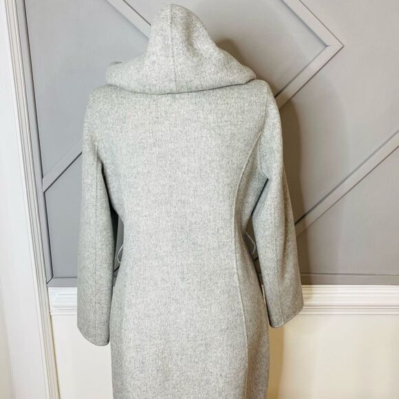 Theory Gray Wool / Cashmere Blend Wilrose Winsome Hooded Coat Size Large - Picture 11 of 14